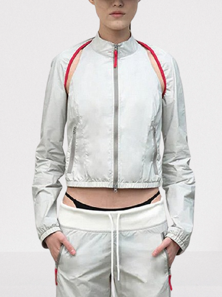 Detachable Color-Block Sporty Jacket in Brown - Small / Light Grey - Jackets