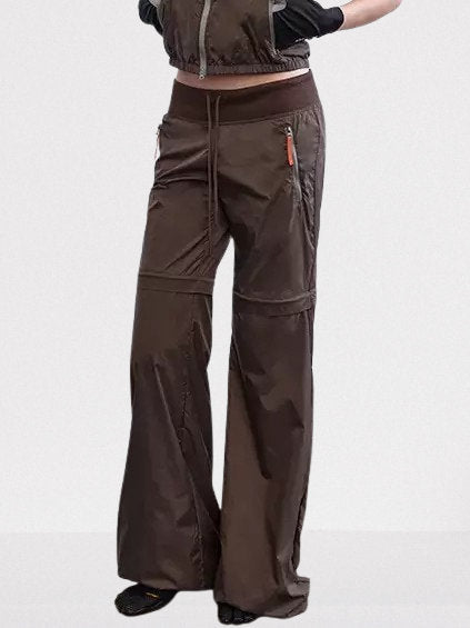 Detachable Color-Block Sporty Pants in Brown - Jeans & Pants