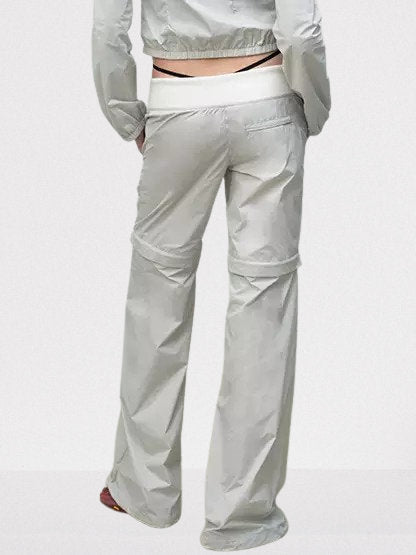 Detachable Color-Block Sporty Pants in Light Grey - Jeans & Pants