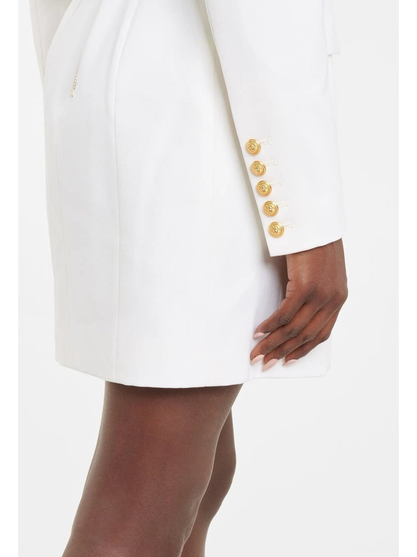Double-Breasted Belted Blazer-Dress in White - Dresses