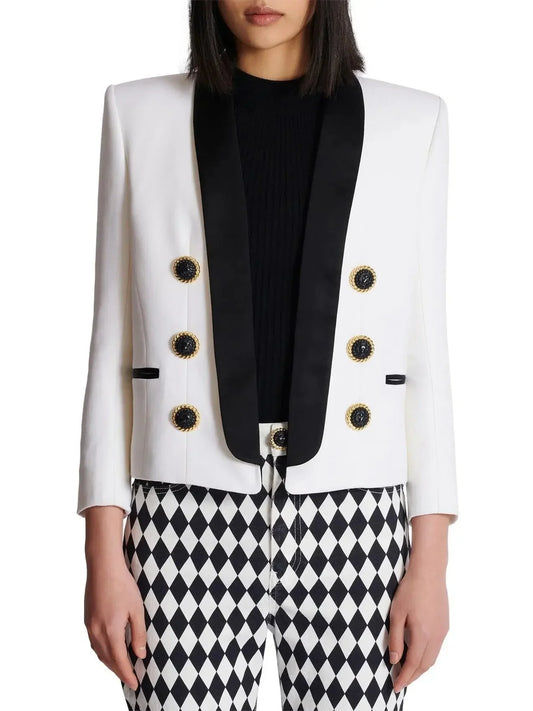 Double-Breasted Bicolor Tuxedo Jacket - Jackets