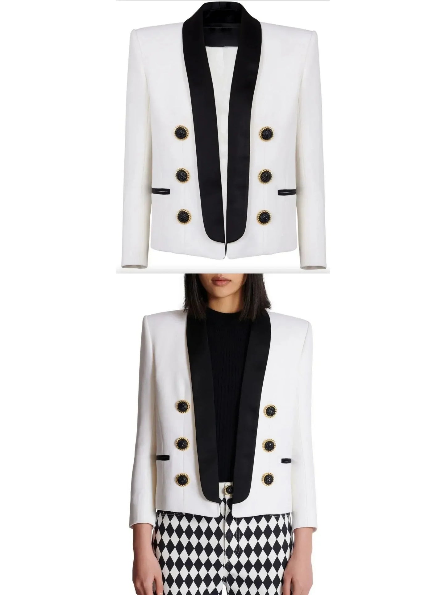 Double-Breasted Bicolor Tuxedo Jacket - Jackets