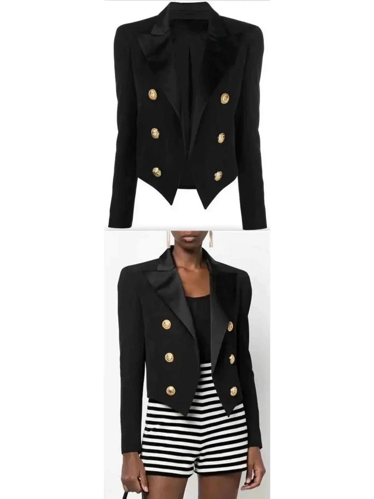 Double-Breasted Black Tuxedo Jacket - Jackets