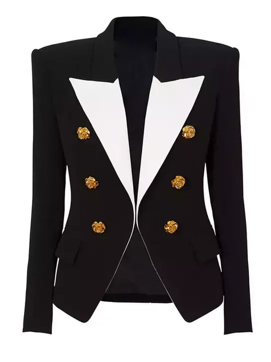 Double-Breasted Blazer and Suspender Mini Skirt Set - Suits & Sets