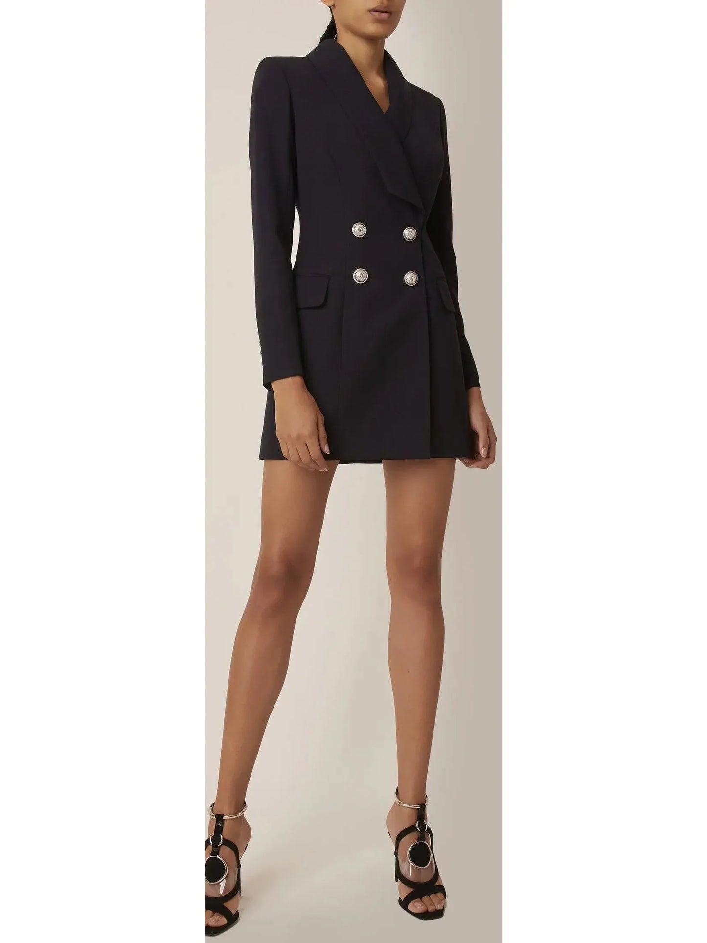 Double Breasted Crepe Mini Blazer Dress - Dresses