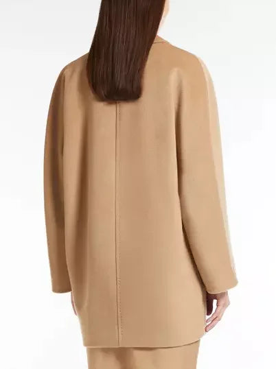 Double-Breasted Oversize Wool and Cashmere Coat in Camel - Coats