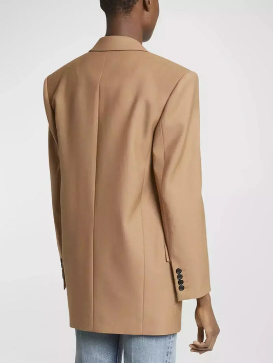 Double-Breasted Oversize Wool Blazer Jacket - Jackets