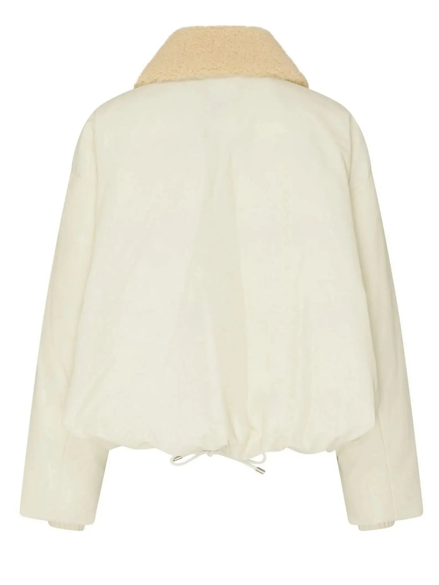 Double Leather-Buckled Shearling-Trim Cotton Padded Cream Jacket - Jackets