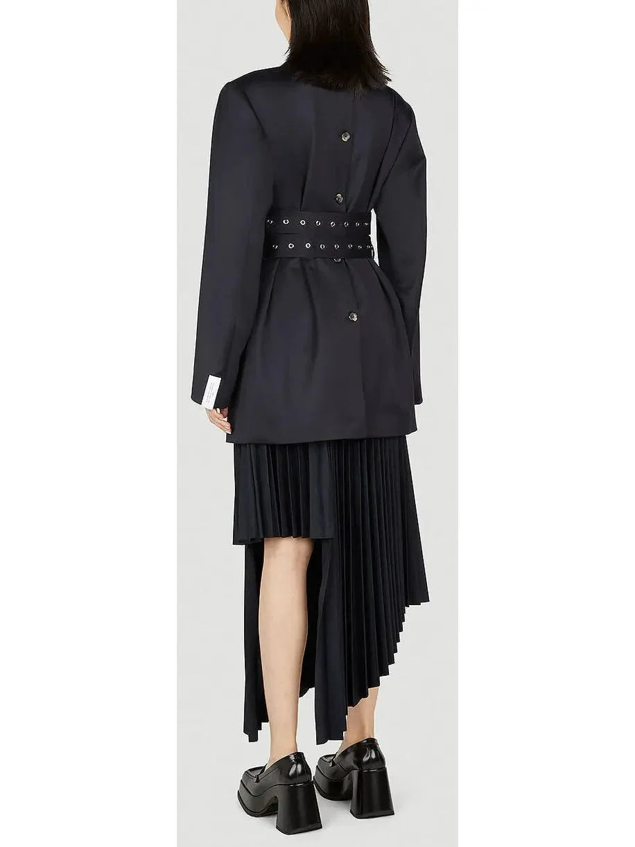 Double Side Belted Blazer in Black - Jackets