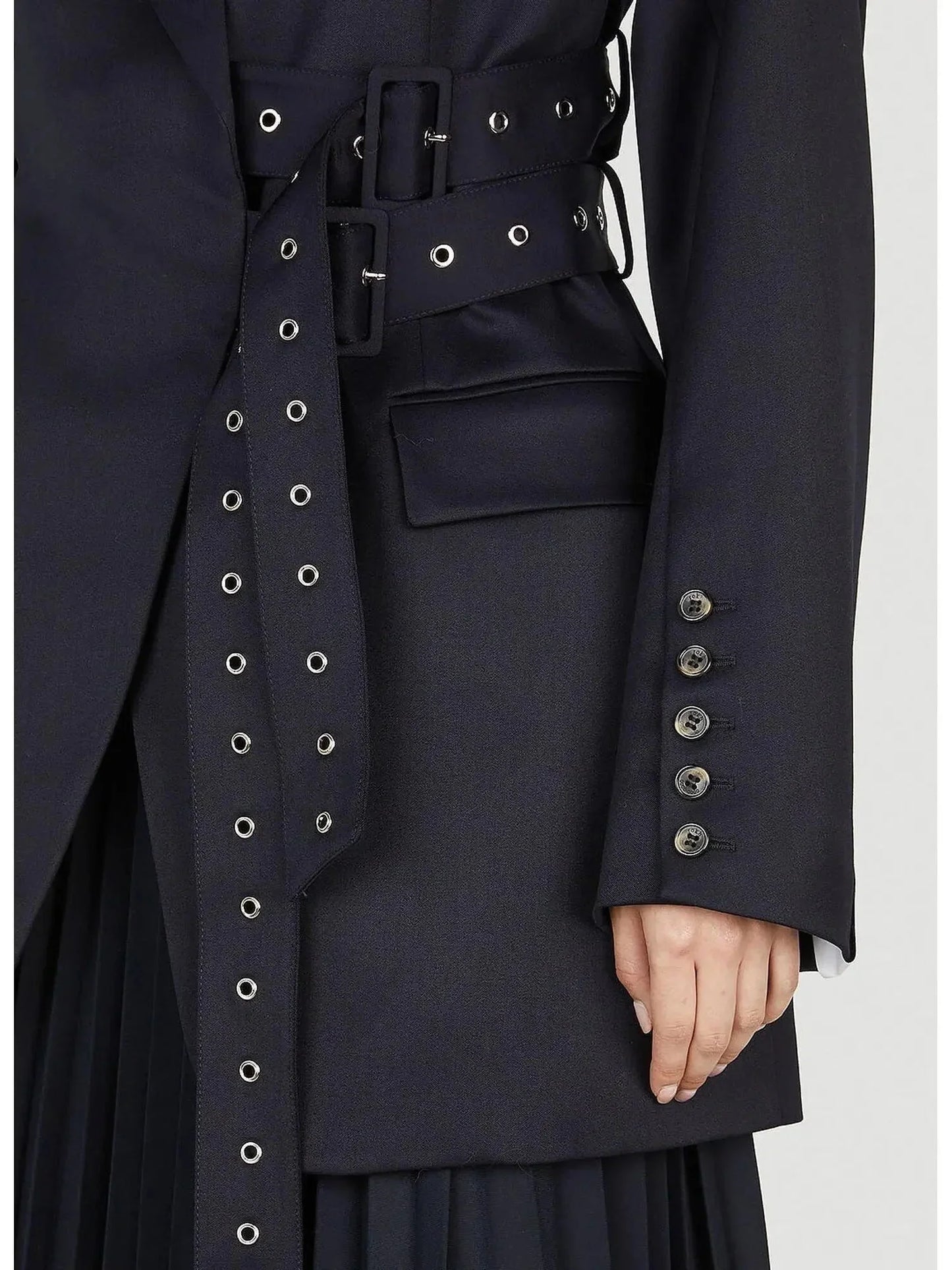 Double Side Belted Blazer in Black - Jackets