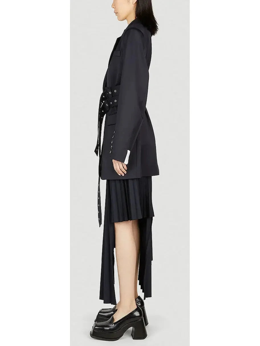Double Side Belted Blazer in Black - Jackets