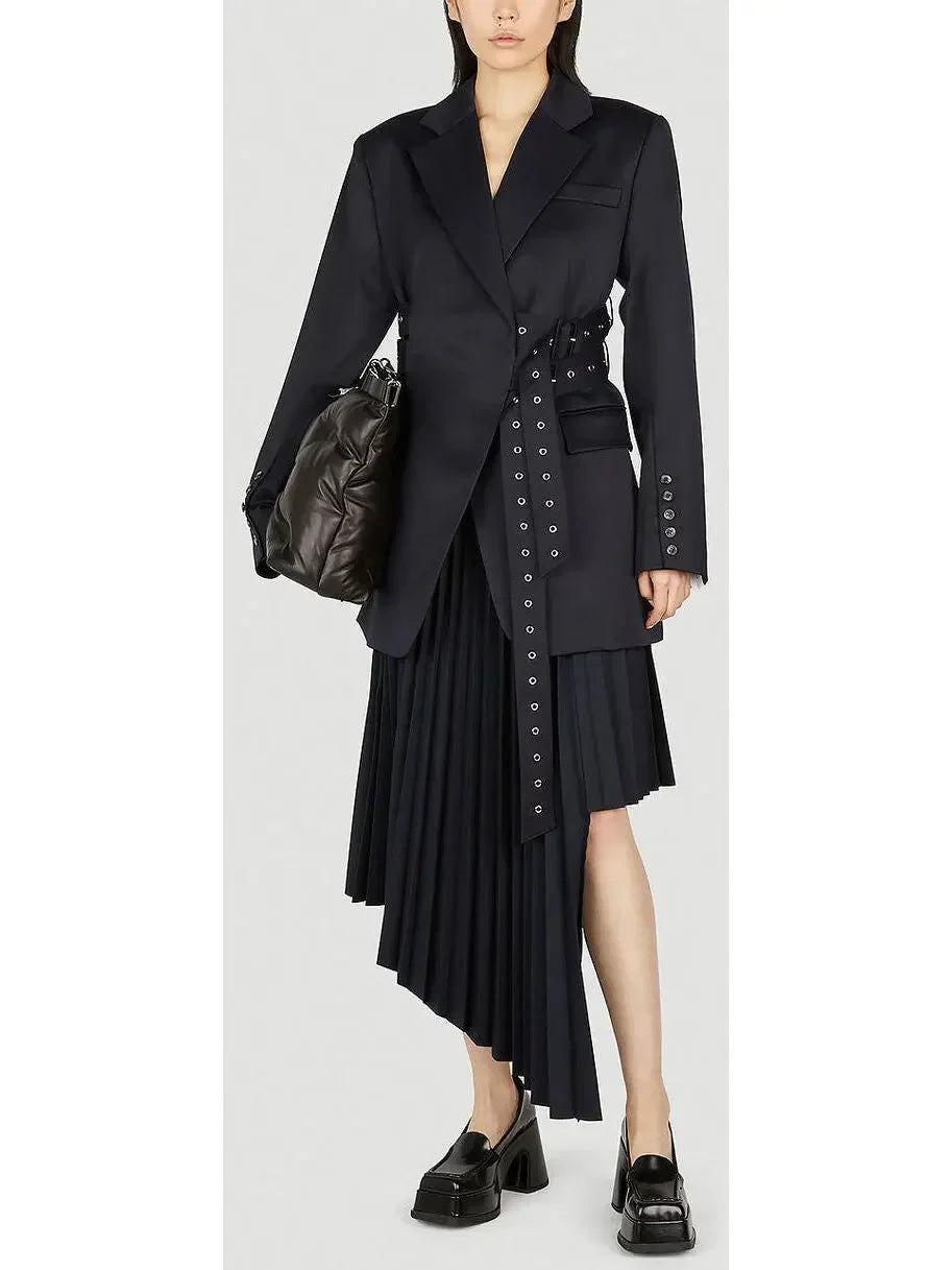 Double Side Belted Blazer in Black - Jackets