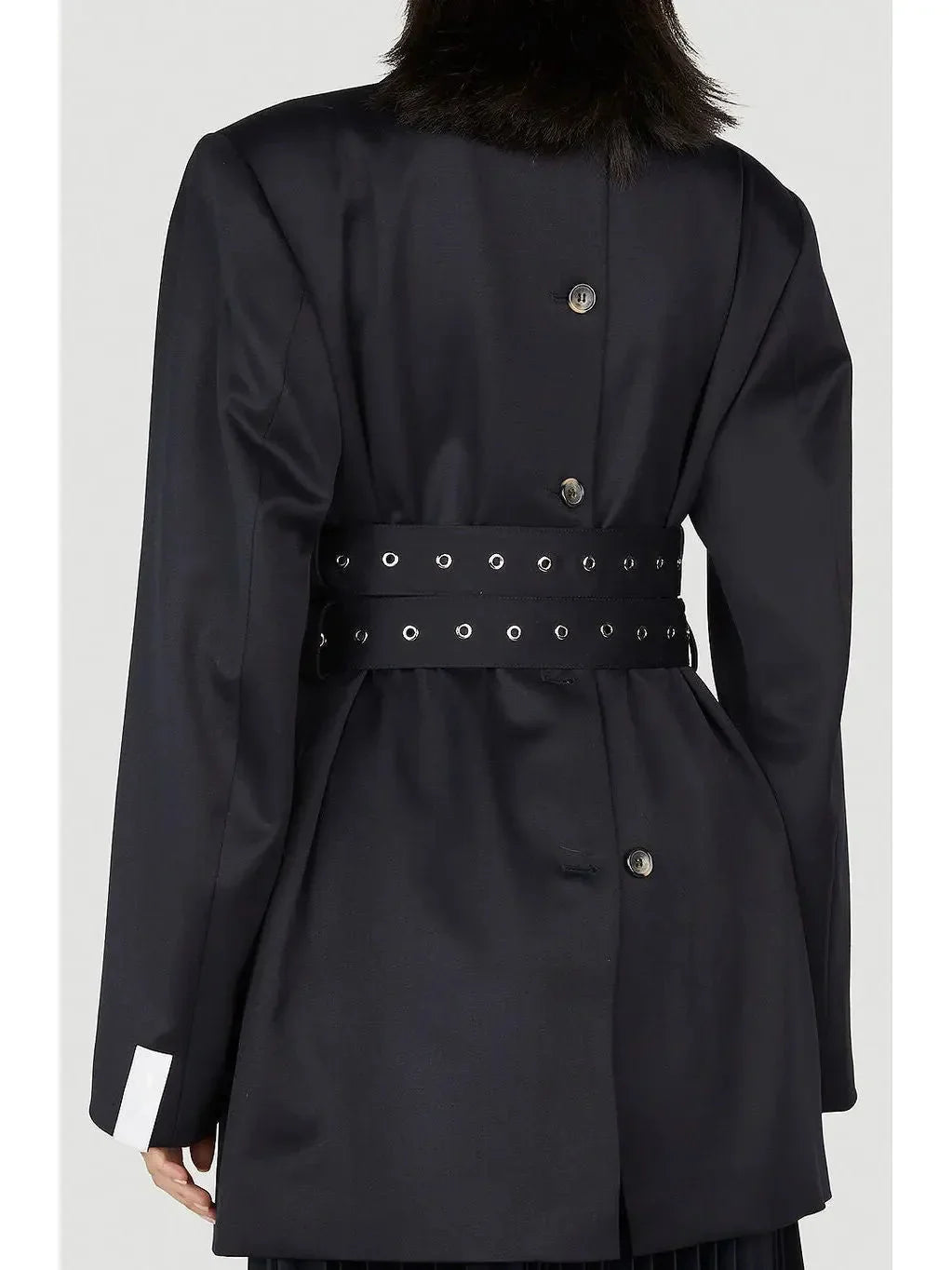 Double Side Belted Blazer in Black - Jackets