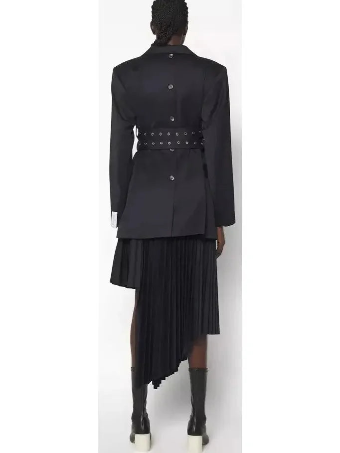 Double Side Belted Blazer in Black - Jackets
