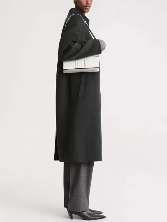 Double-Sided Single Breasted Wool Cashmere Car Coat in Dark Grey - Coats