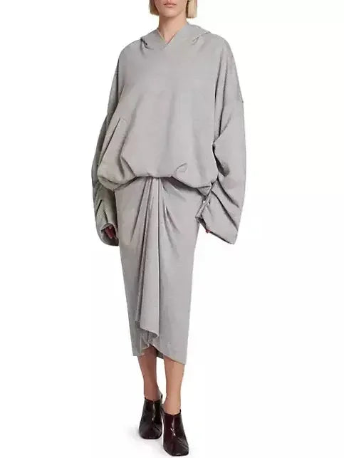 Draped Knotted Jersey Midi Skirt - Skirts