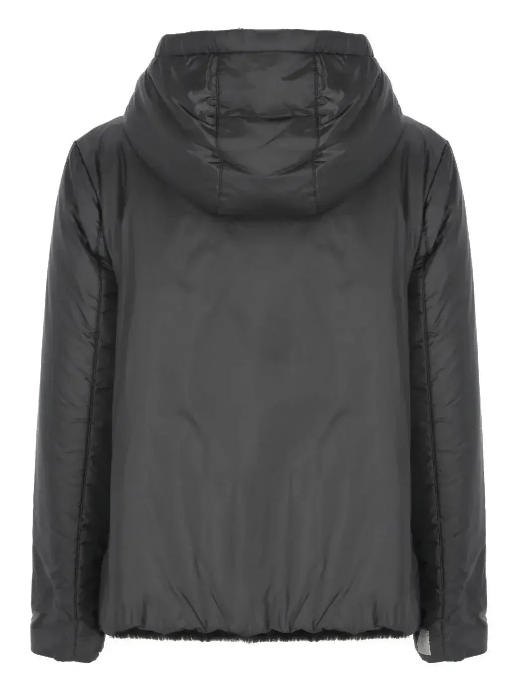 Drawstring Hooded Padded Jacket in Black - Jackets