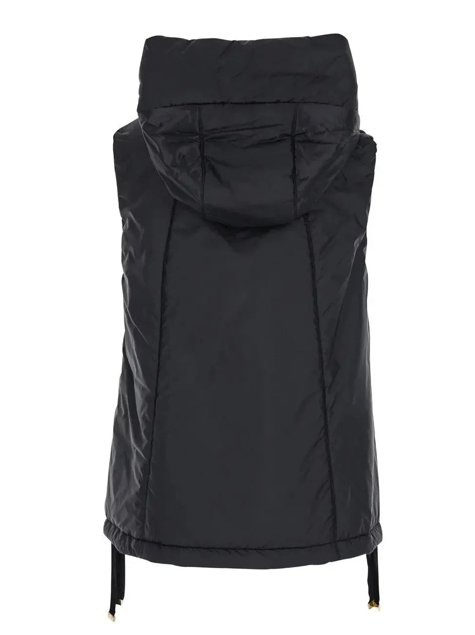 Drawstring Hooded Padded Vest in Black - Jackets