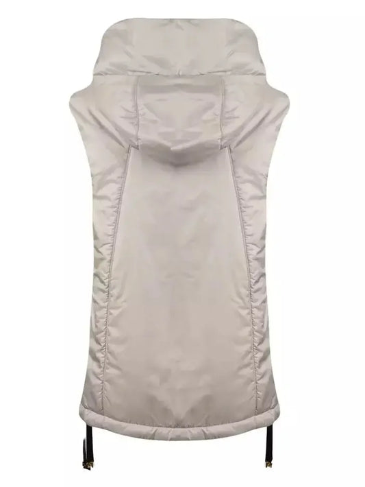 Drawstring Hooded Padded Vest in Light Gray - Jackets