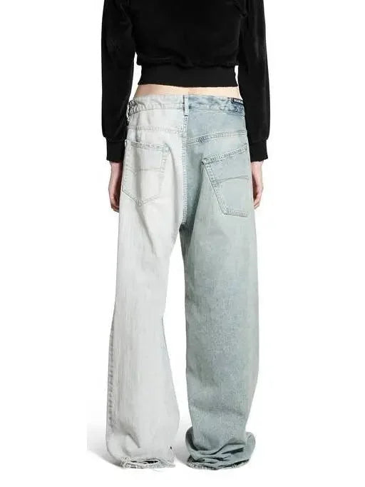 Drawstring-Waist Two-Toned Jeans - Jeans & Pants