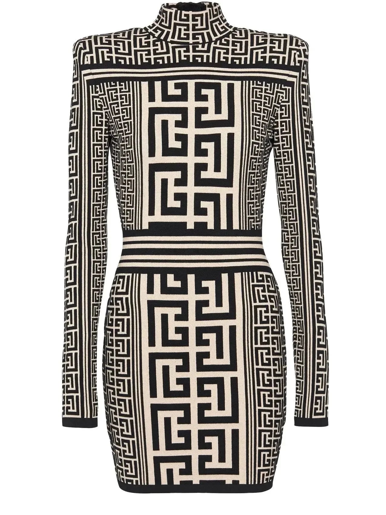 Dress with High Collar in Monogram Stitch - Dresses