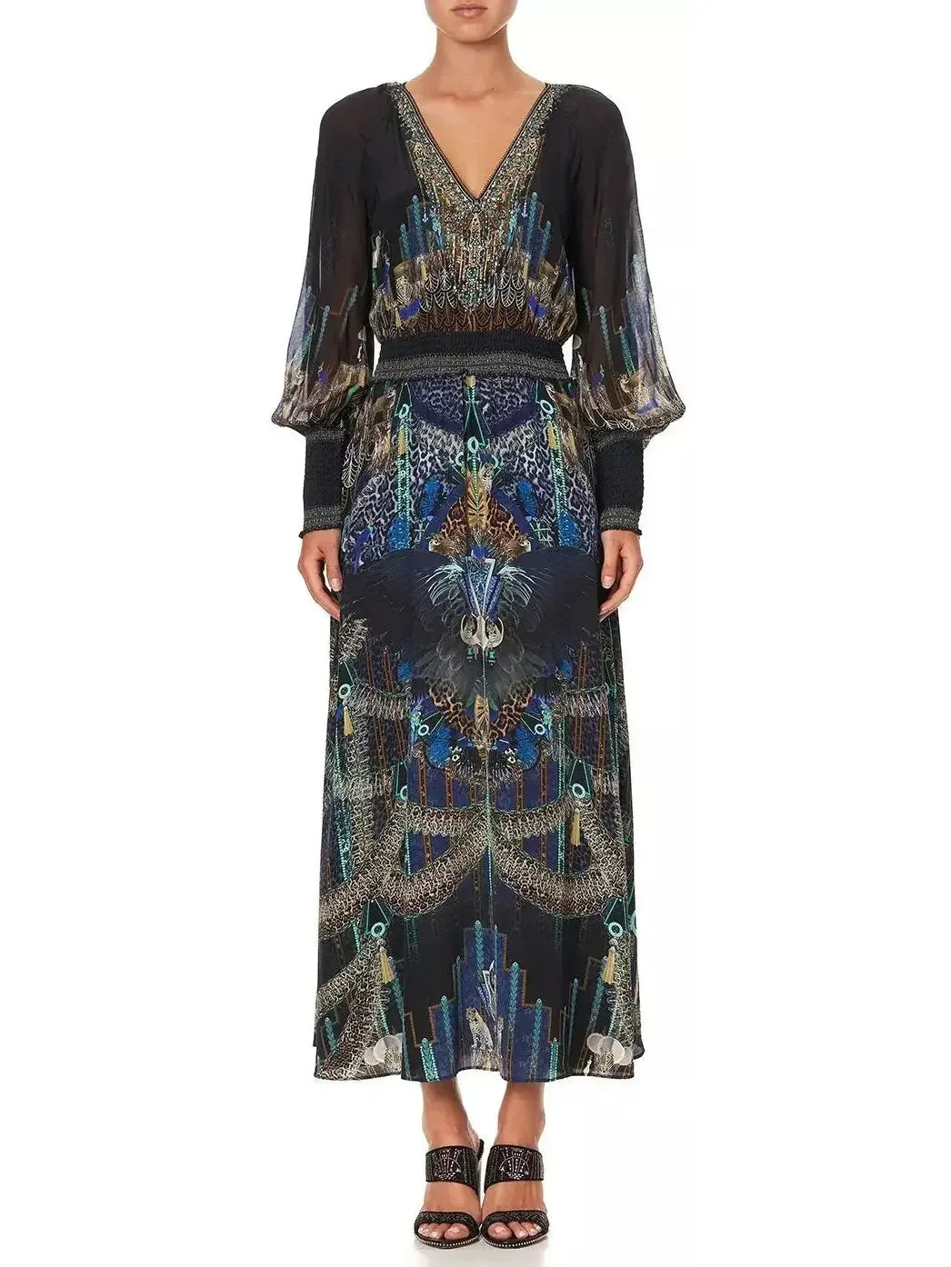 Dress with Shirred Waist and Cuff - small - Dresses