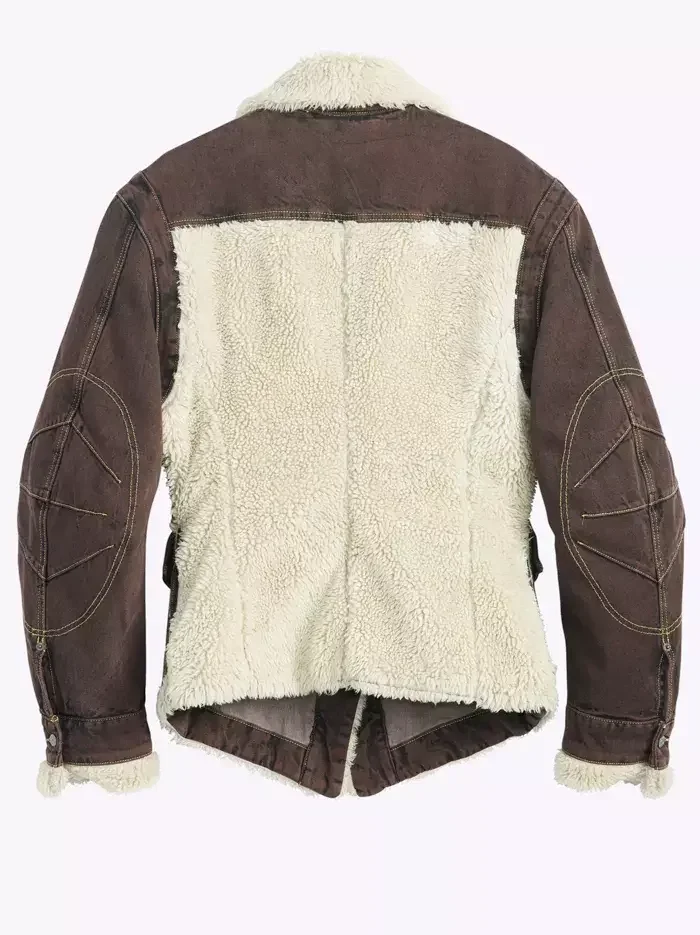 Dyed Denim and Fleece Paneled Jacket - Jackets