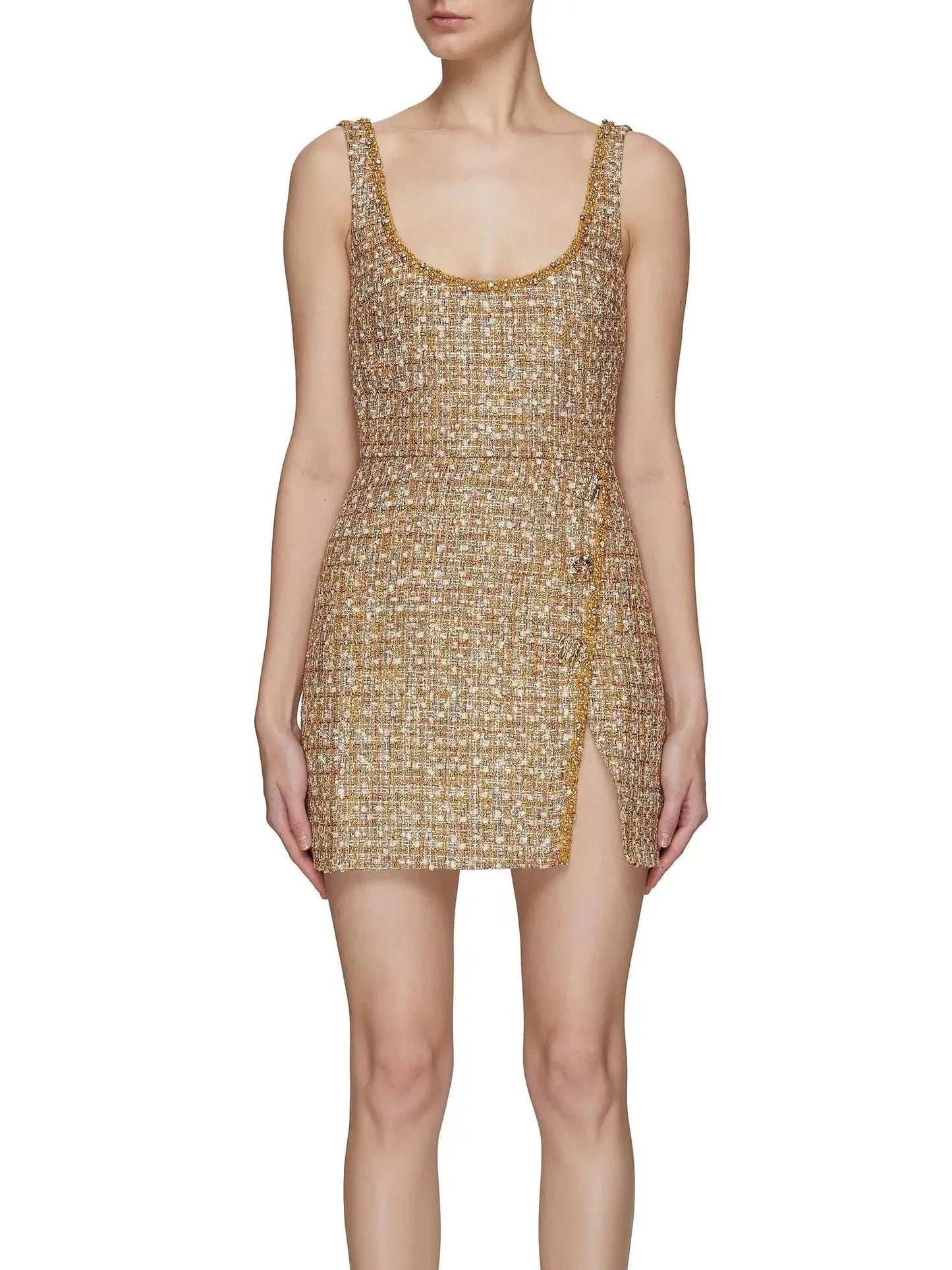 Embellished Bouclé Mini Dress - Dresses