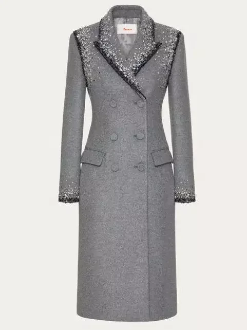 Embellished Double-Breasted Australian Wool Coat - Coats