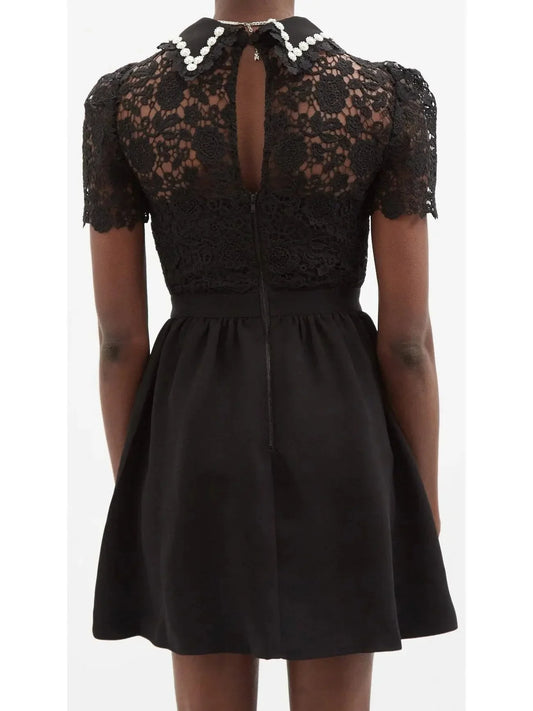 Embellished Guipure Lace Mini Dress - Dresses