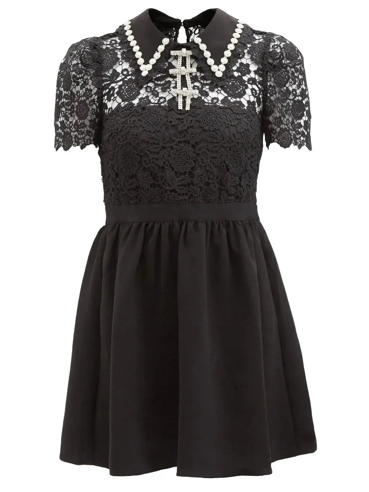Embellished Guipure Lace Mini Dress - Dresses