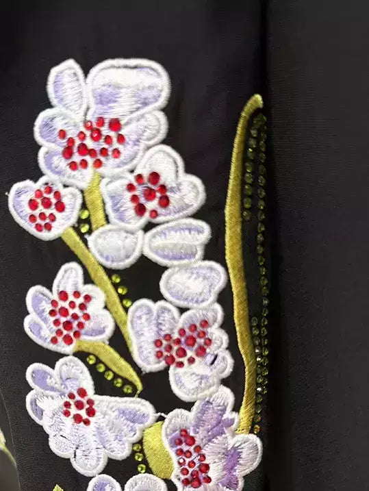 Embroidered Black Blazer and Pant Set - Suits & Sets