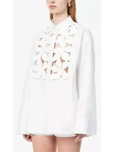 Embroidered Compact Popeline Shirt - Tops