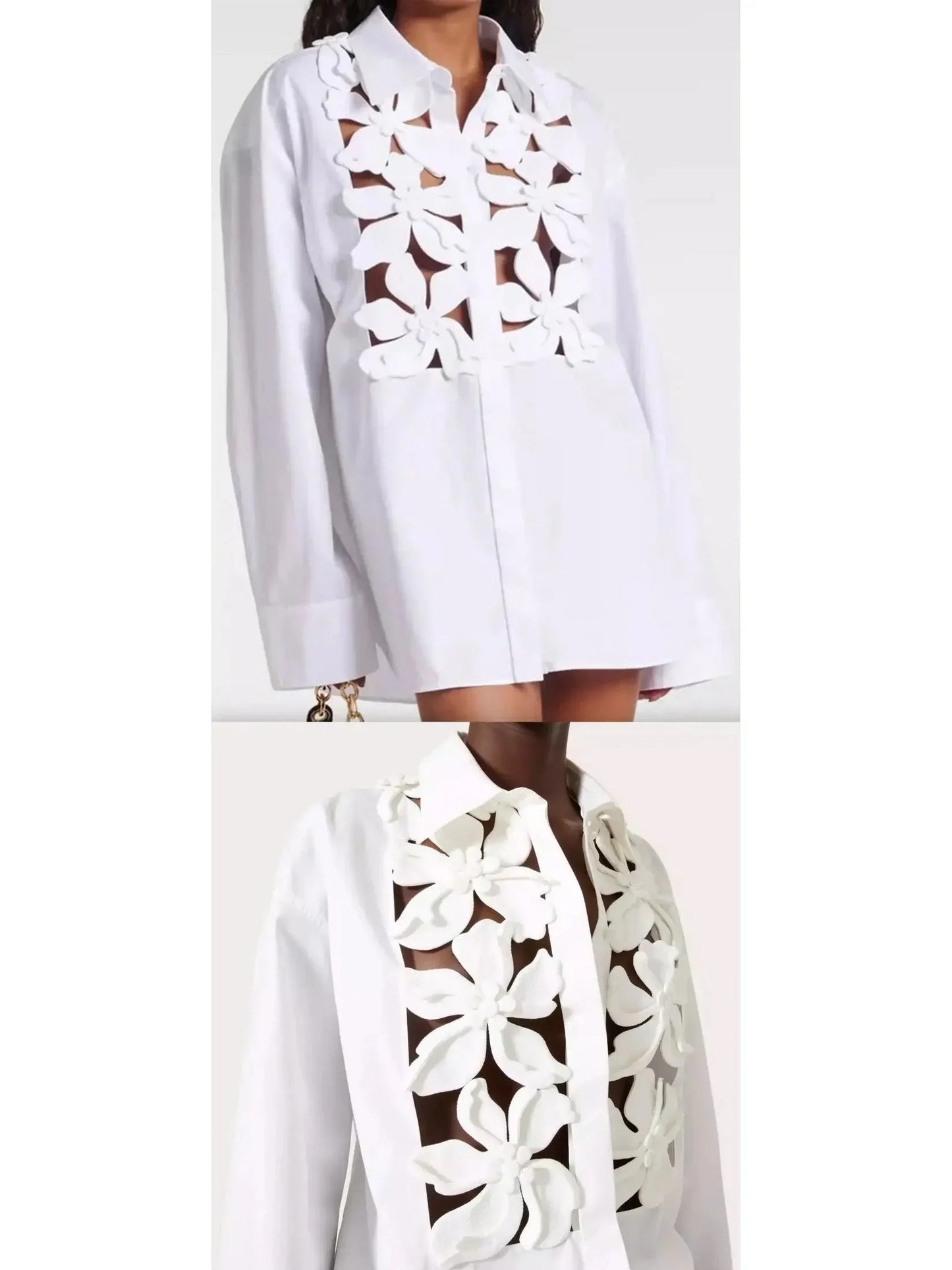 Embroidered Compact Popeline Shirt - small - Tops
