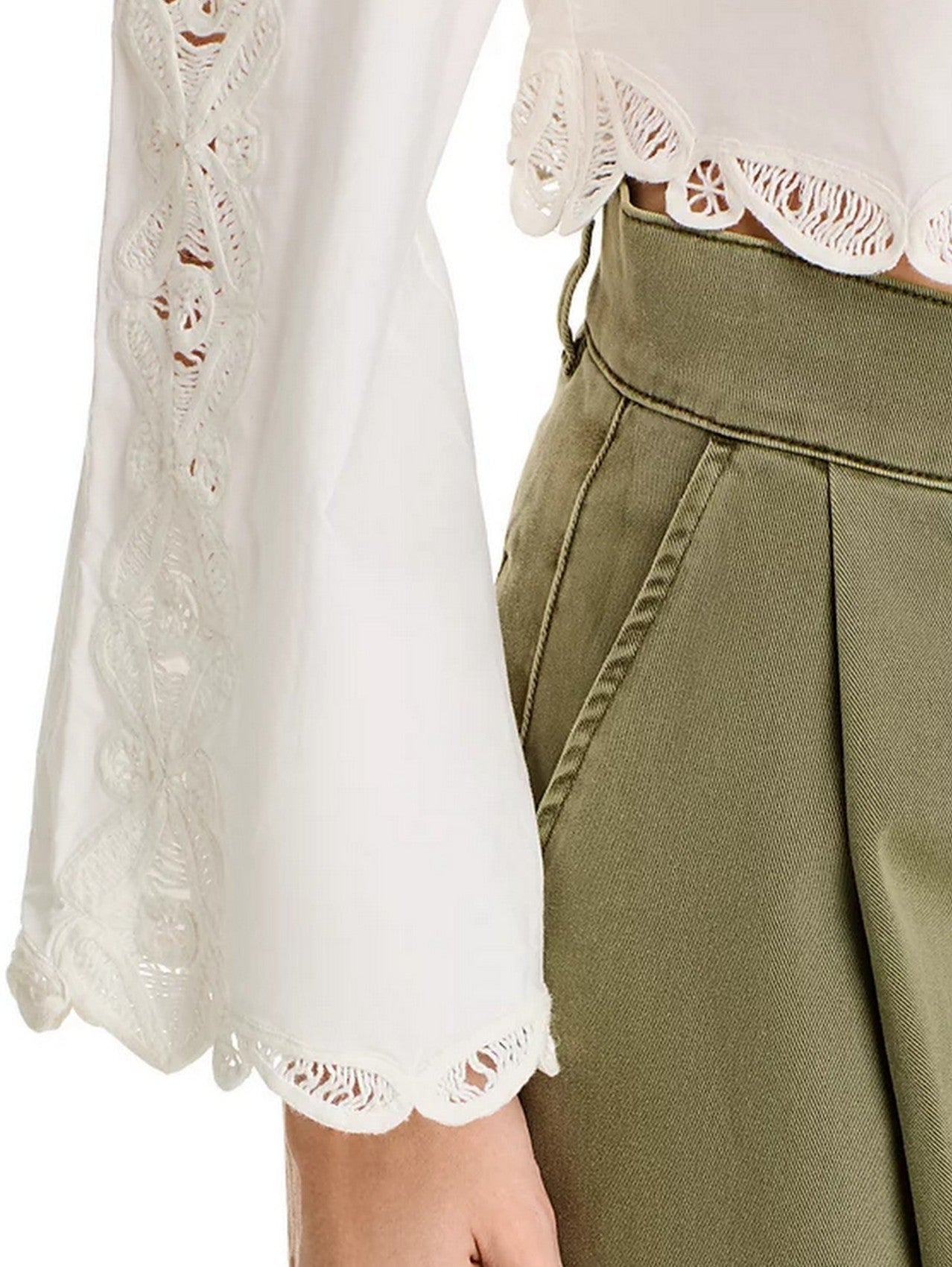 Embroidered Cotton White Puff-Sleeve Blouse - Tops