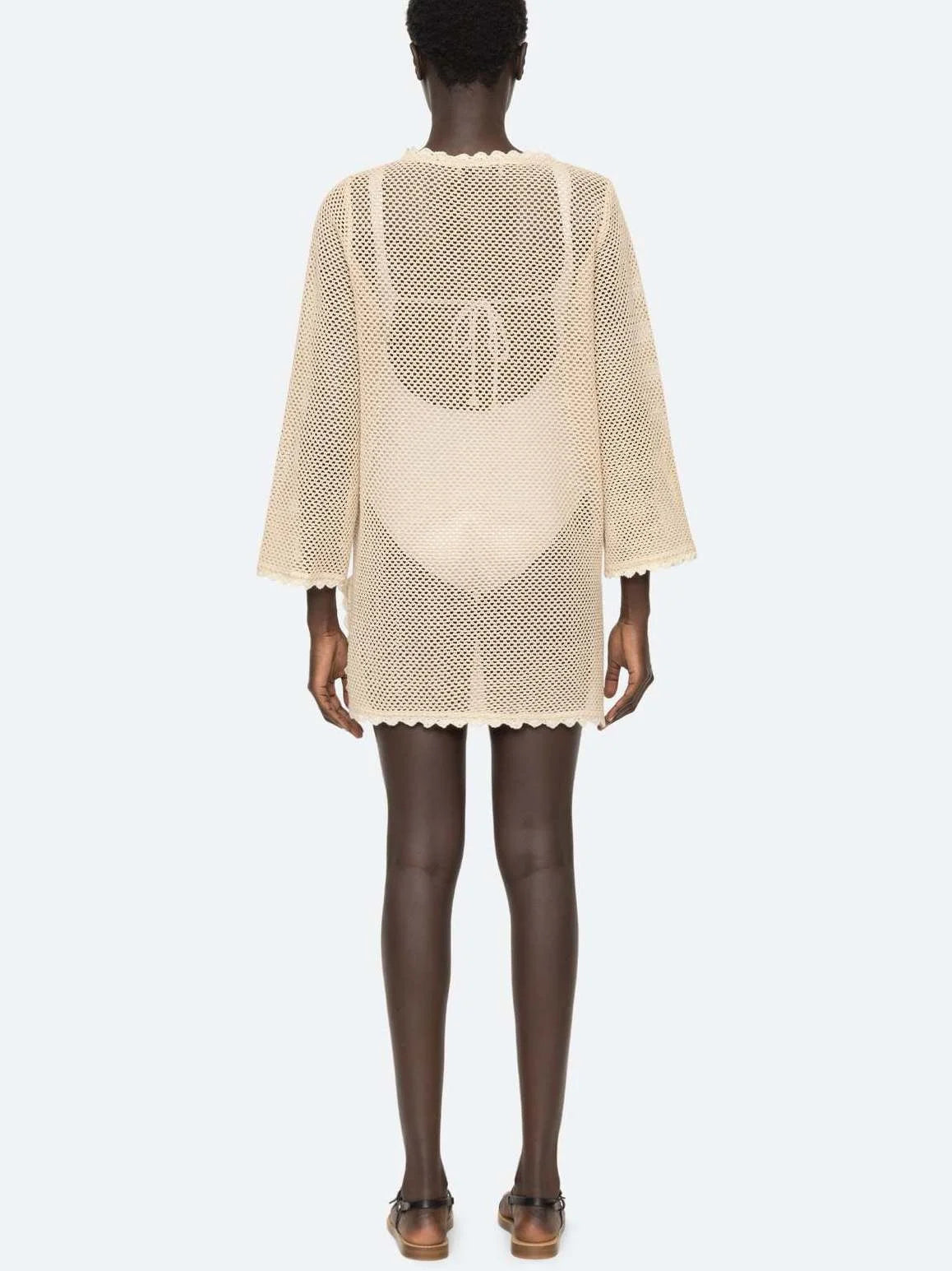 Embroidered Crochet-Knit Cover-Up Long Top - Tops