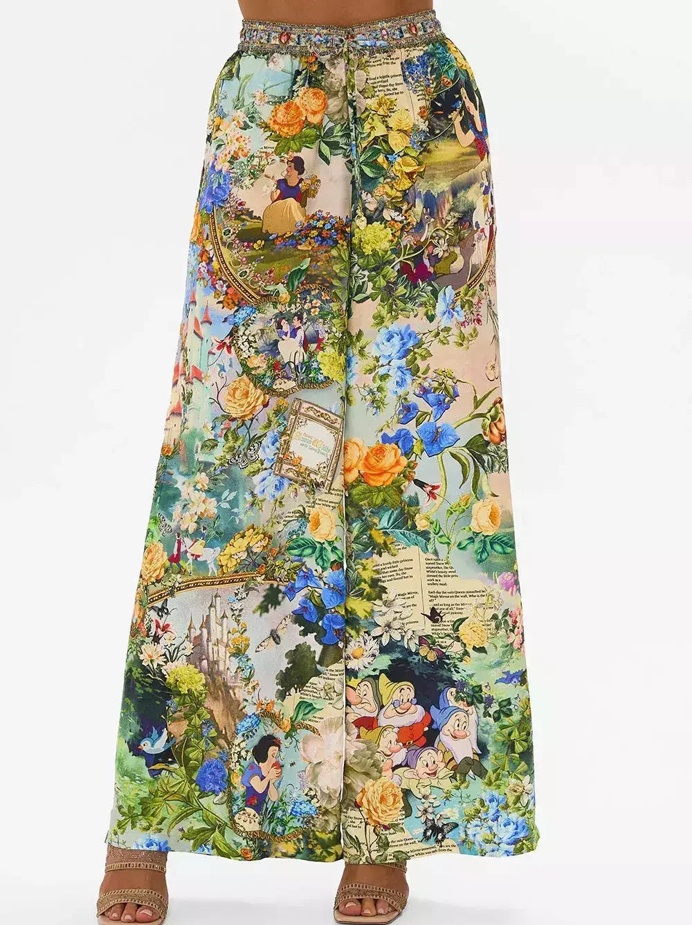 Fairy Tale and Floral Printed Blouse and Lounge Pant Set - Suits & Sets