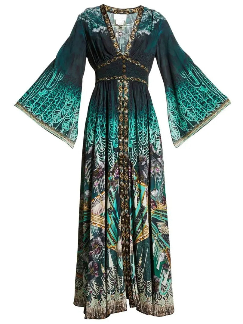 Fitzgeralds Flapper Kimono Sleeve Dress With Shirring Detail - Dresses