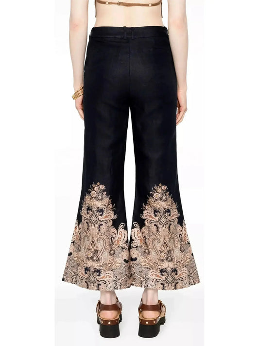Flared Pants with Paisley Print - Jeans & Pants