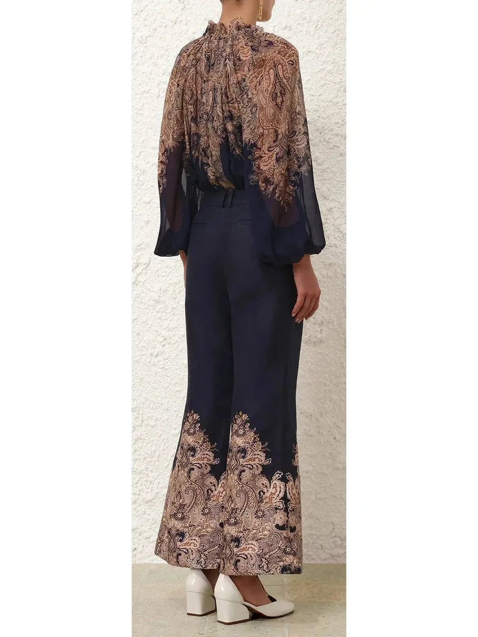 Flared Pants with Paisley Print - Jeans & Pants