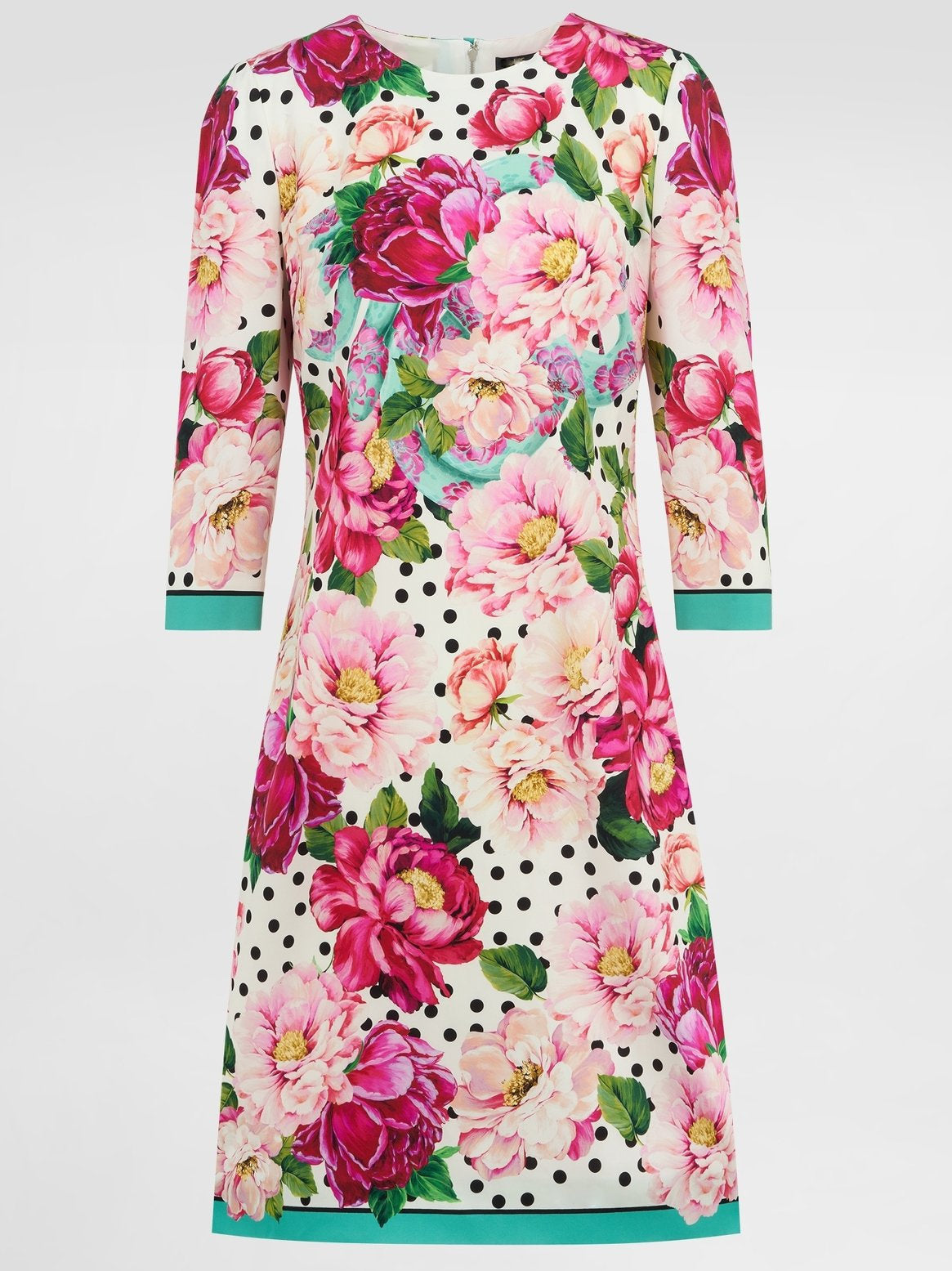 Floral and Polka-Dot Print Silk Dress - Dresses