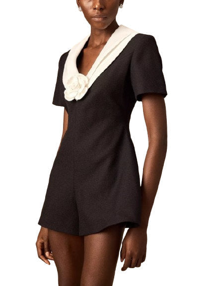 Floral-Applique Bicolor Playsuit - Suits & Sets