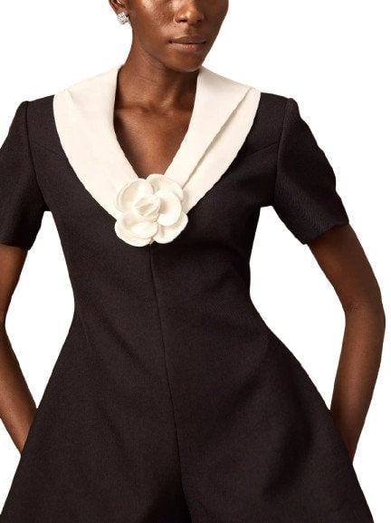 Floral-Applique Bicolor Playsuit - Suits & Sets