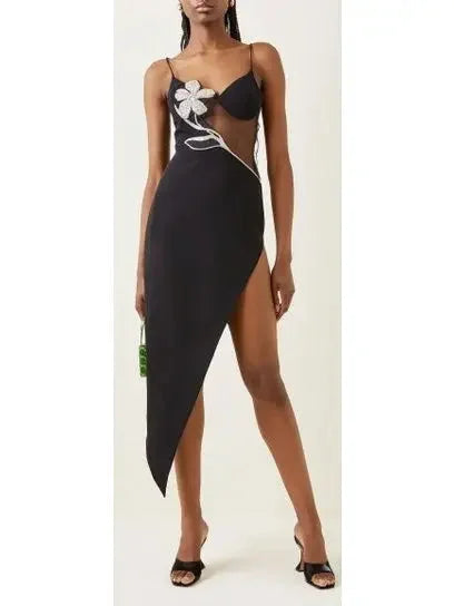 Floral-Applique Cady Midi Dress - Dresses