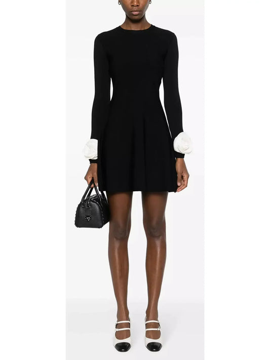 Floral Applique Mini Dress - Dresses