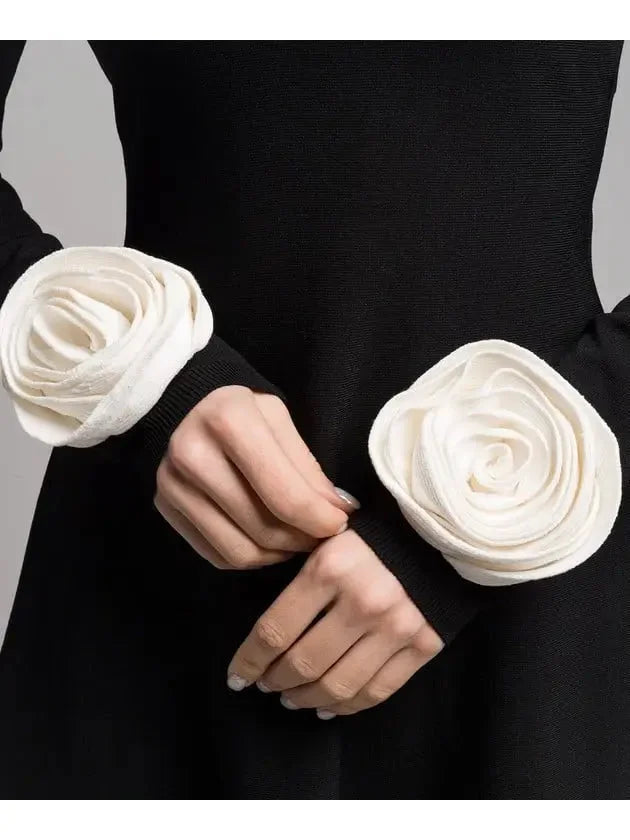 Floral Applique Mini Dress - Dresses