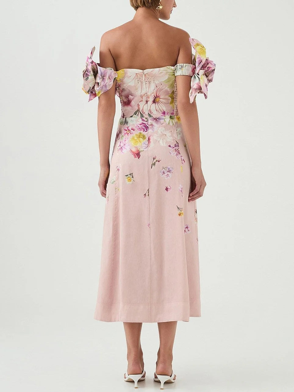 Floral Appliques Off-Shoulder Print Maxi Dress - Dresses