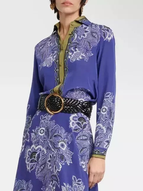Floral Bouquet Print Silk Shirt - Tops