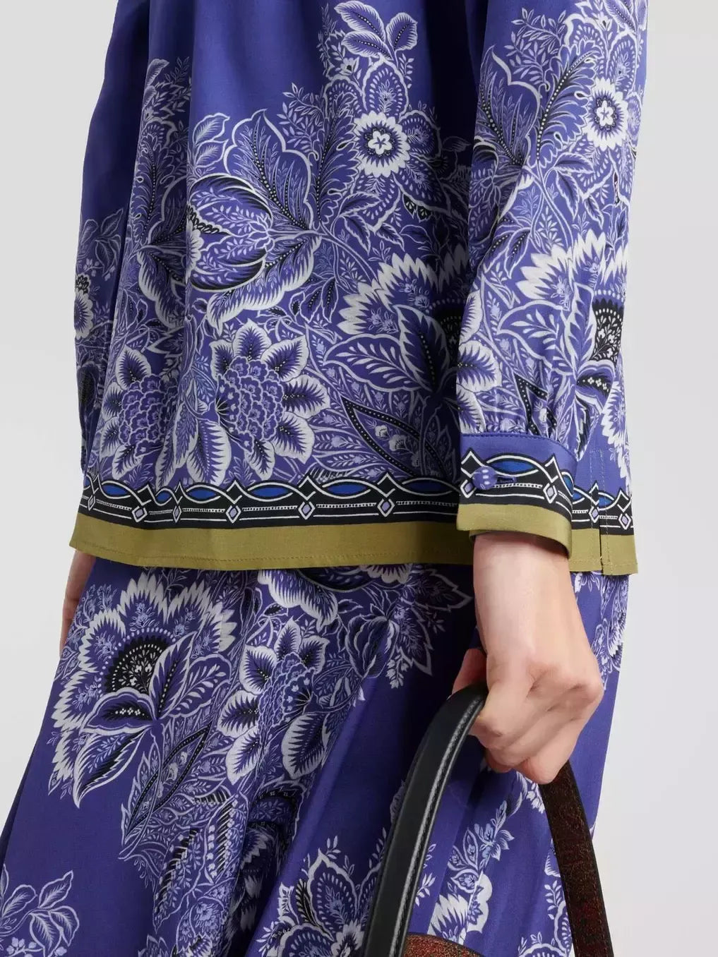 Floral Bouquet Print Silk Shirt - Tops