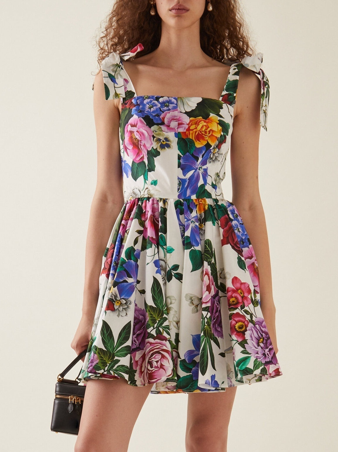 Floral Cotton Fit and Flare Mini Dress - Dresses